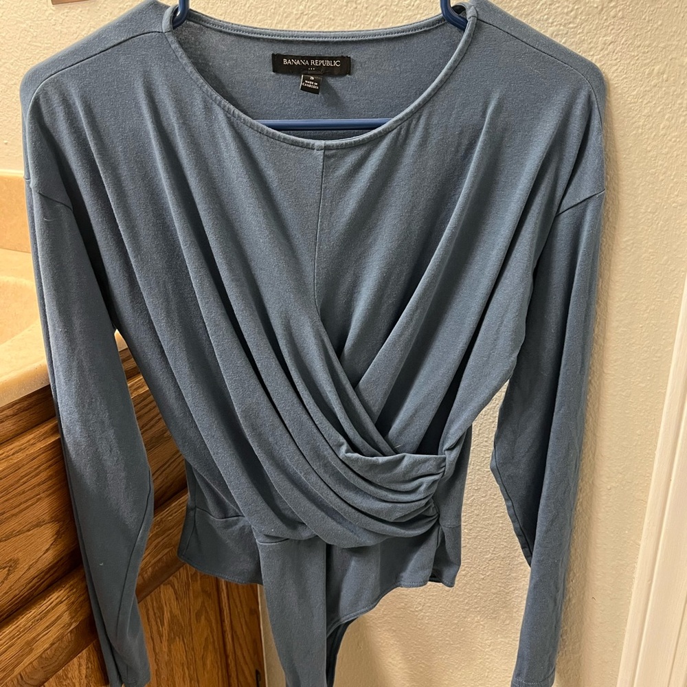Banana Republic Draped Blue Blouse